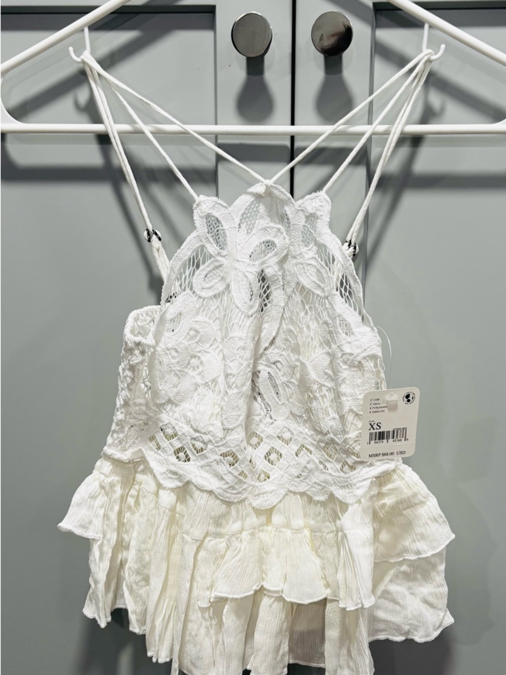 Free People Adella  
White Lace Crochet Peplum Camisole NWT Size XS - Picture 7 of 7